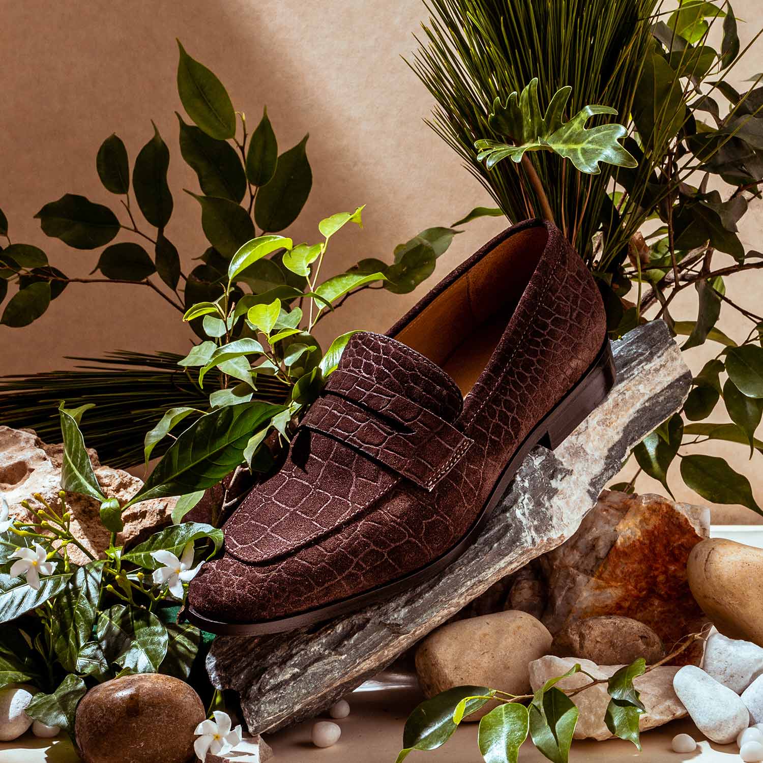 Saint Alessandro Brown Suede Croco Print Leather Loafers – SaintG USA