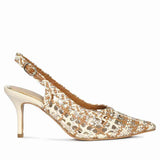 Saint Tamia Tan & Platin Hand Woven Leather Pumps