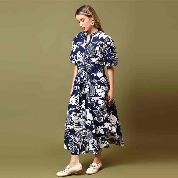 Saint Louise Womens Blue Colour Printed Cotton Poplin Dress