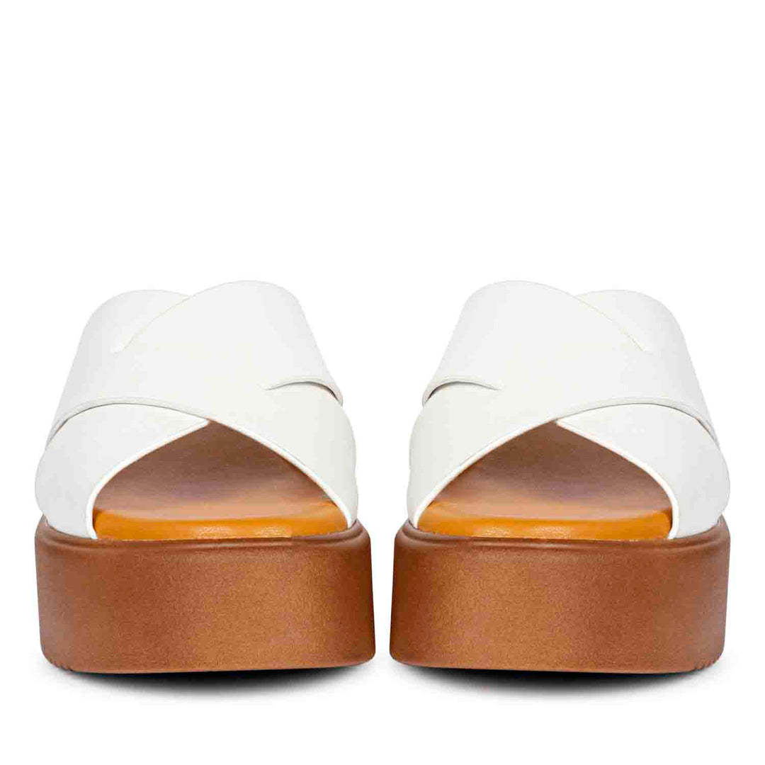 Viviblu Yasmin White Leather Platform Sandals