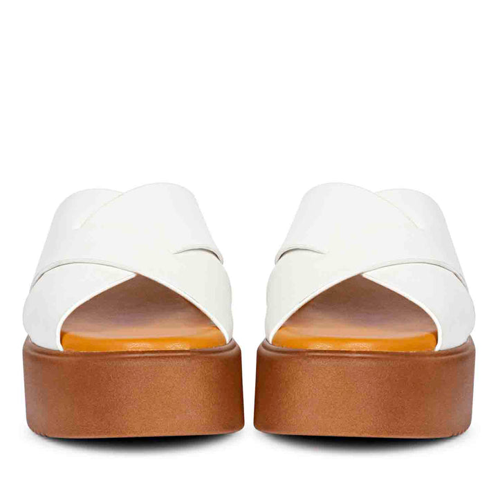 Viviblu Yasmin White Leather Platform Sandals