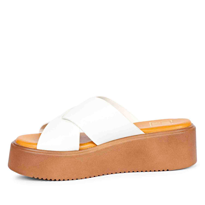 Viviblu Yasmin White Leather Platform Sandals