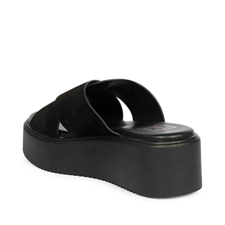 Viviblu Yasmin Black Leather Platform Sandals