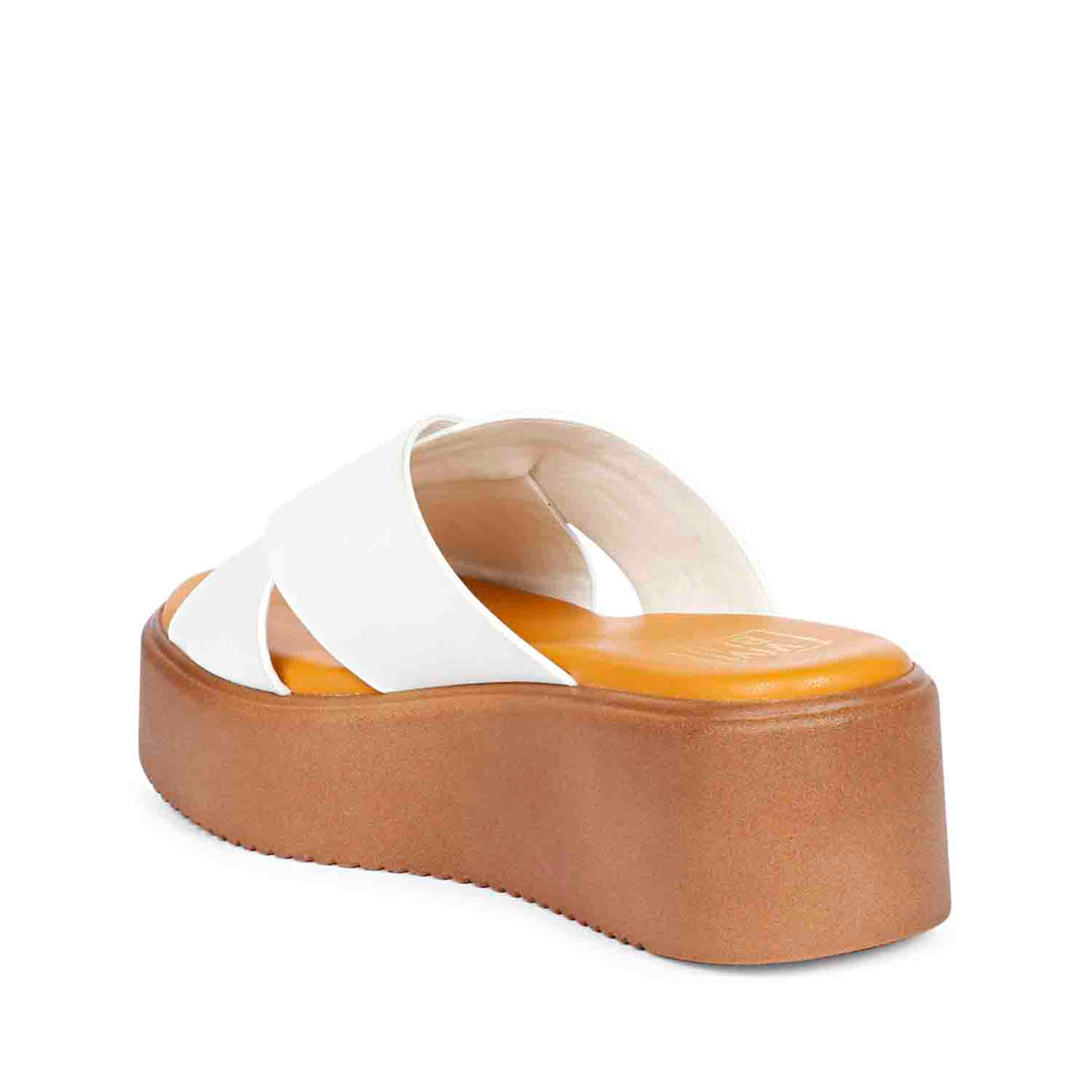 Viviblu Yasmin White Leather Platform Sandals