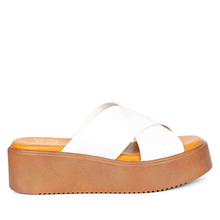 Viviblu Yasmin White Leather Platform Sandals