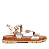 ViviBlu Kamla Gold Leather Flat Sandals