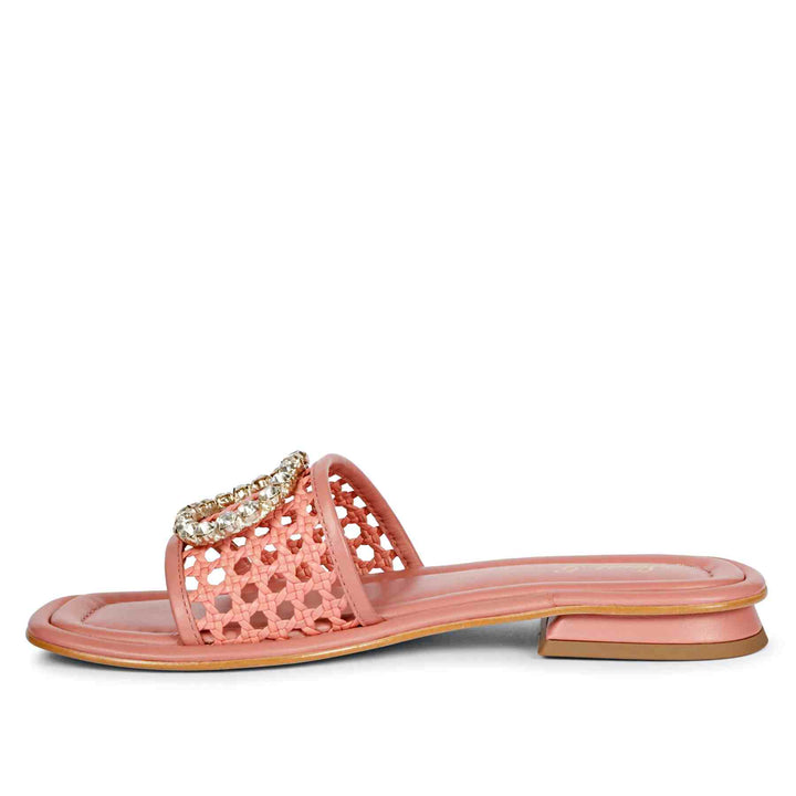 Saint Carly Coral Leather Flat Sandal