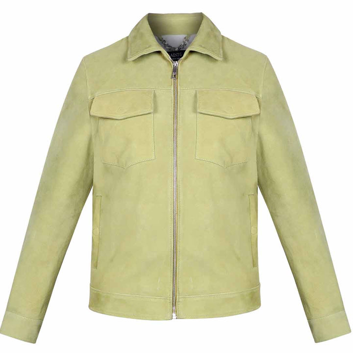 Saint Ruben Lime Suede Leather Men's Jacket With Collars