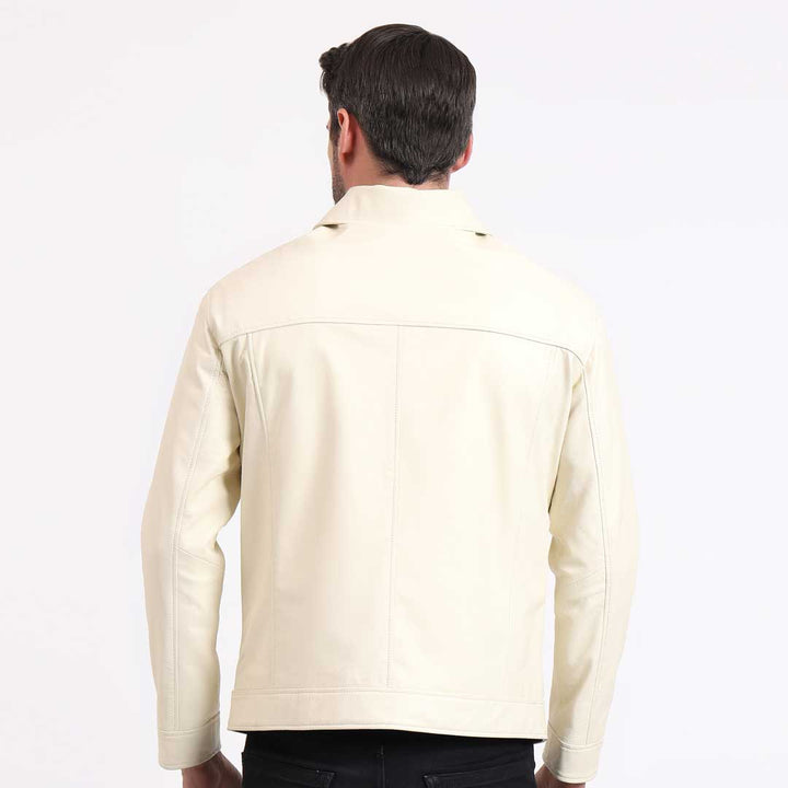 Saint Roy Off White Leather Men's Jackets