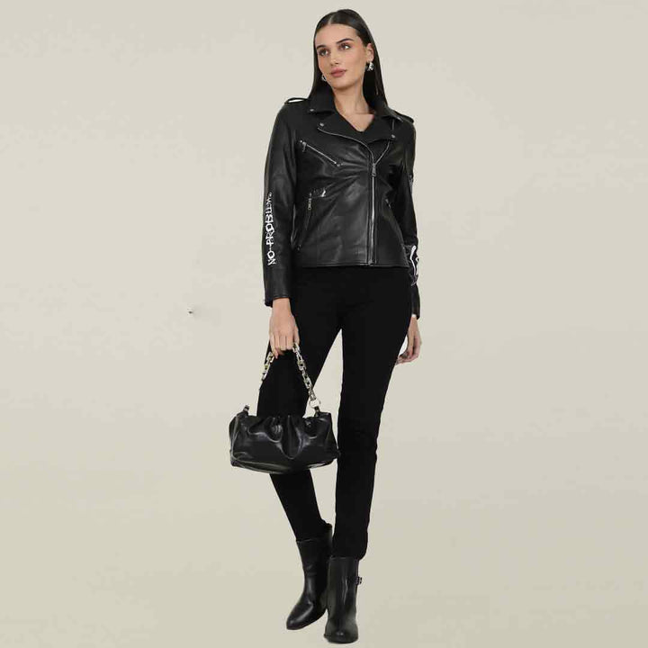 Saint Saira Black Leather Women Jackets