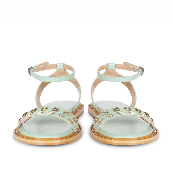 Saint Ivy Mint Leather Flat Sandal