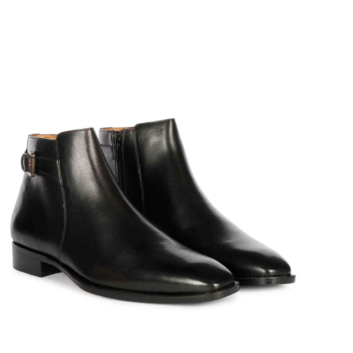 Saint Roger Black Leather Ankle Boot