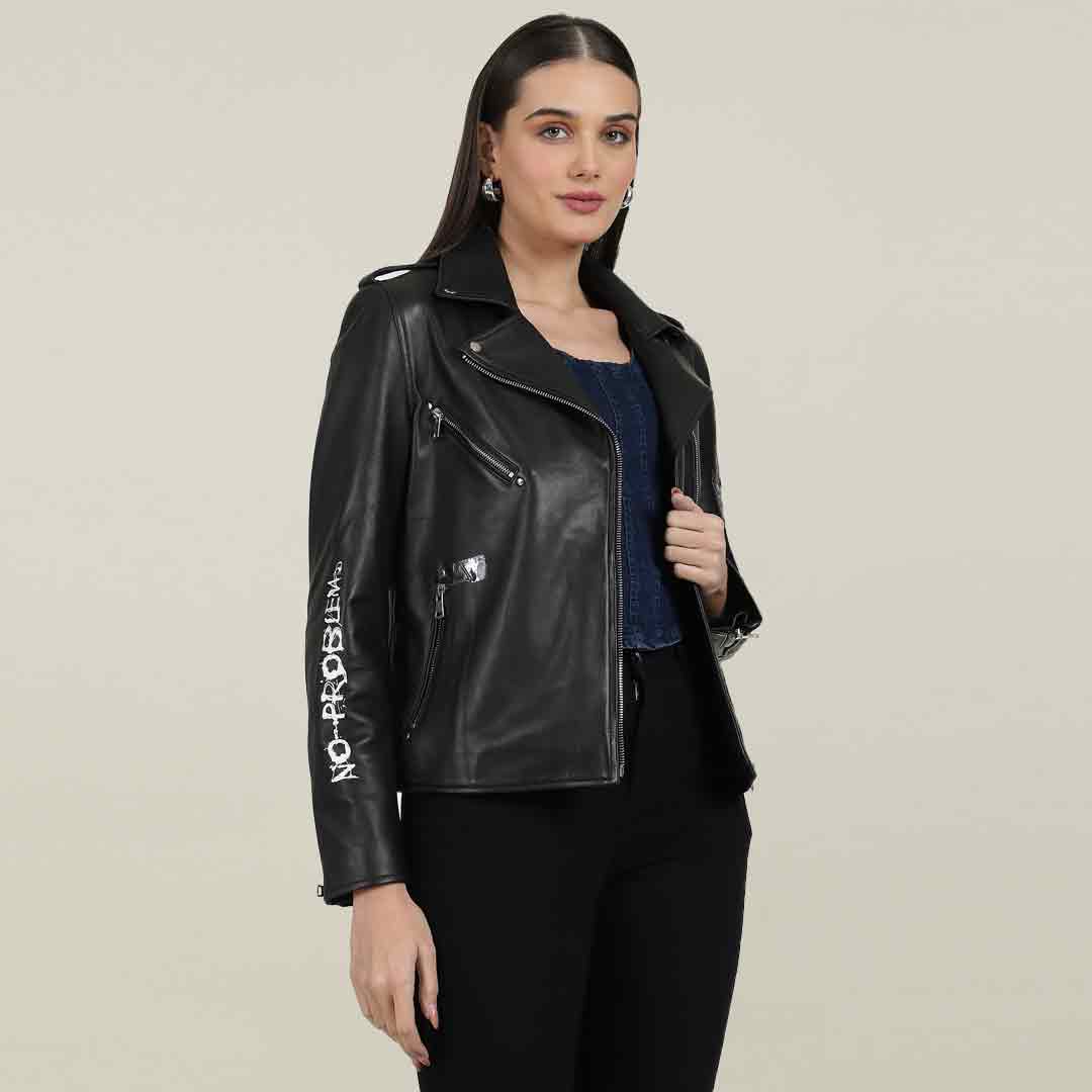 Saint Saira Black Leather Women Jackets