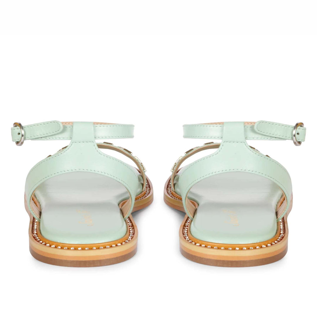 Saint Ivy Mint Leather Flat Sandal