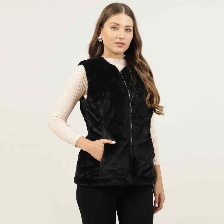 Saint Renata Black Fur Leather Women Jackets