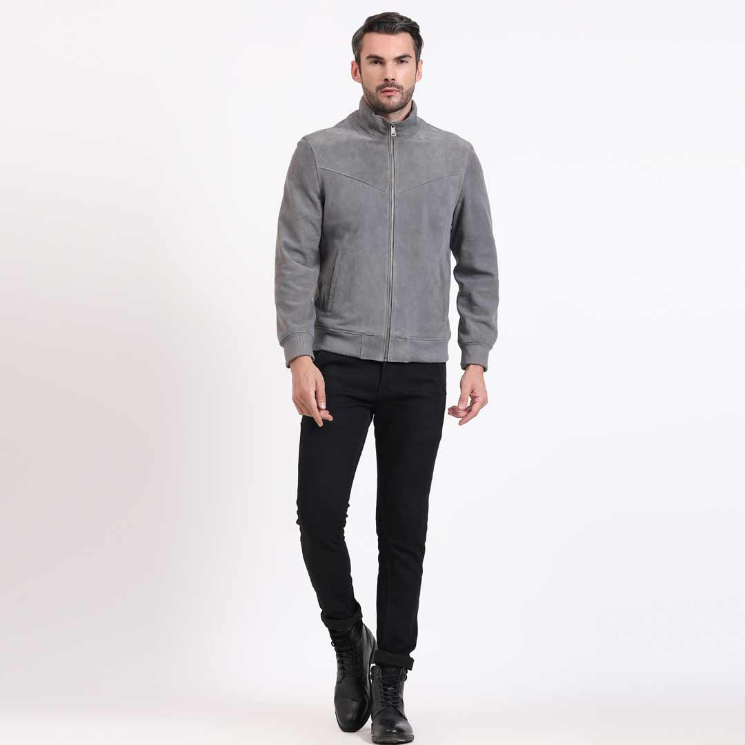 Saint Parc Grey Leather Men's Jackets