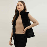 Saint Fernanda Black Fur Leather Women Jackets