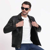 Saint Dion Black Leather Men's Jackets