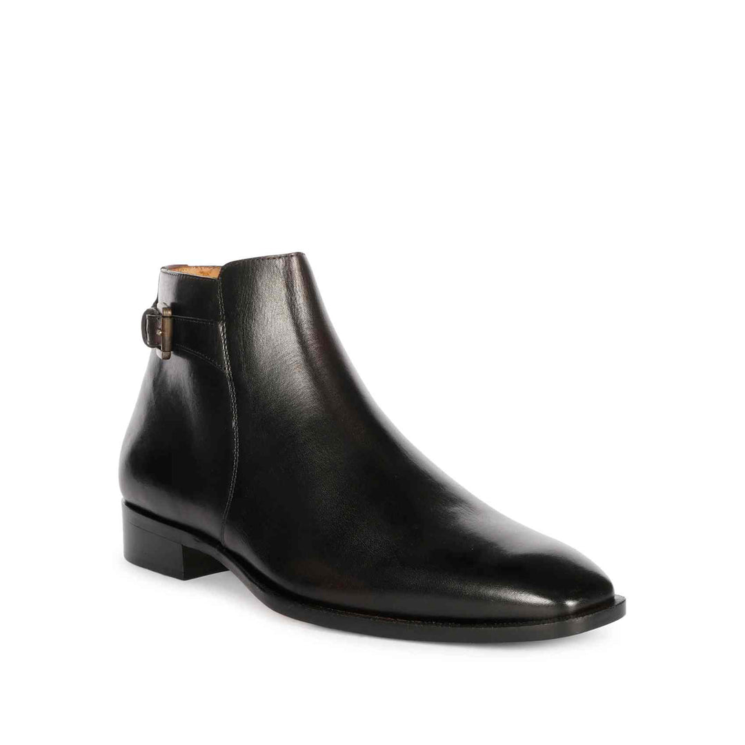 Saint Roger Black Leather Ankle Boot