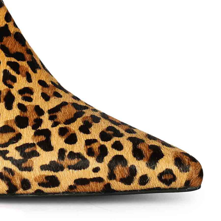 Saint Oriana Natural Pony Hair Print Leather Ankle Boots