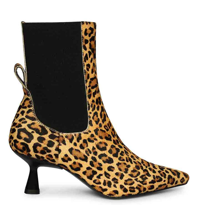 Saint Oriana Natural Pony Hair Print Leather Ankle Boots