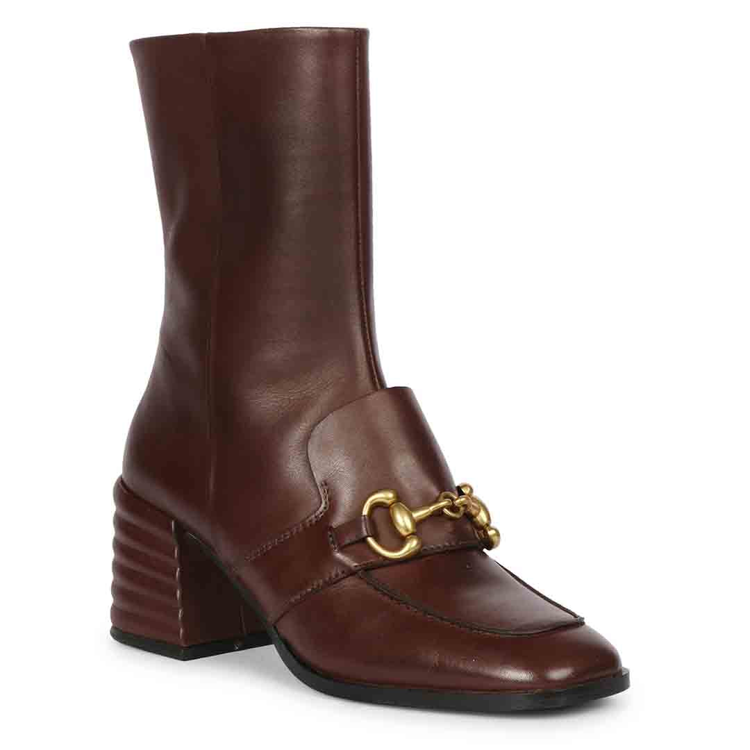 Saint Daffodil Chocolate Leather High Ankle Boots