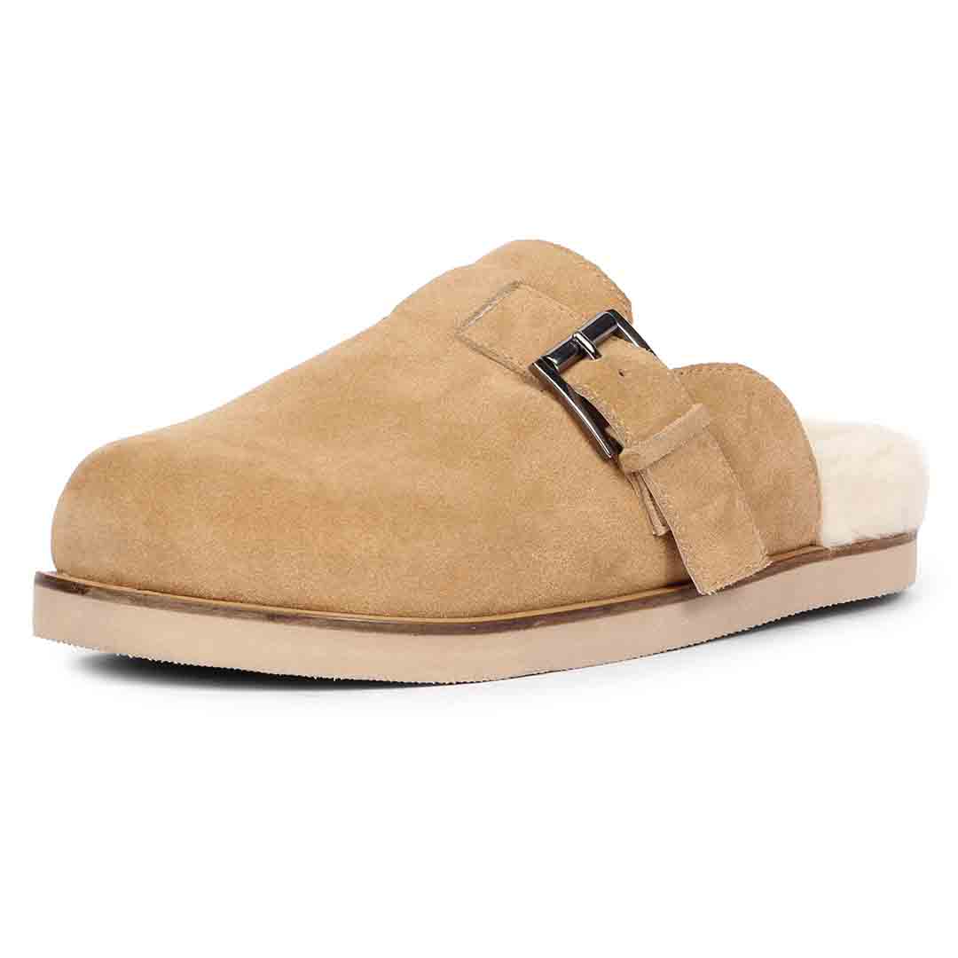 Saint Levy Fur Lining Beige Leather Sandal