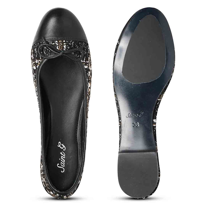 Saint Zinnia Black Handcrafted Leather Ballerina