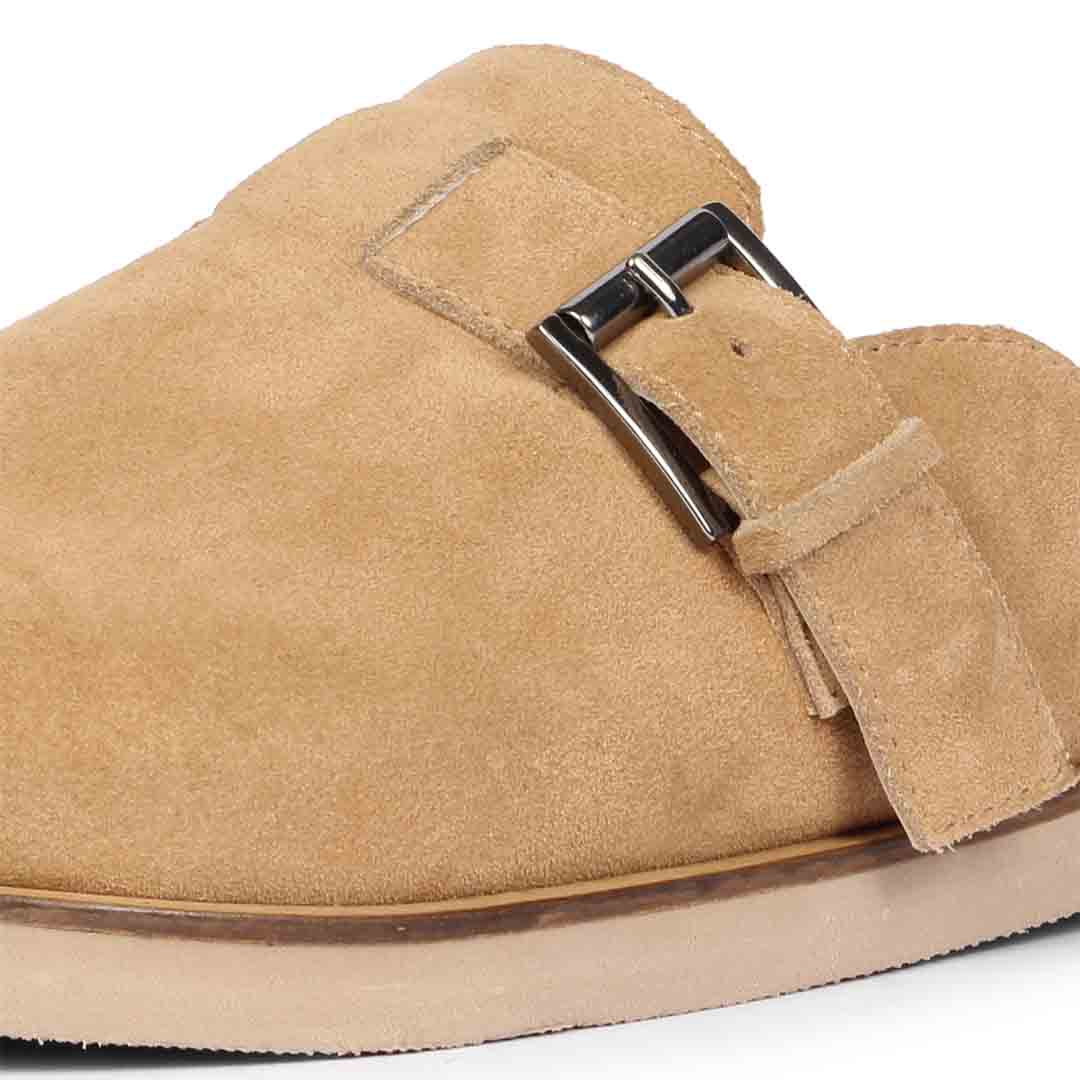 Saint Levy Fur Lining Beige Leather Sandal