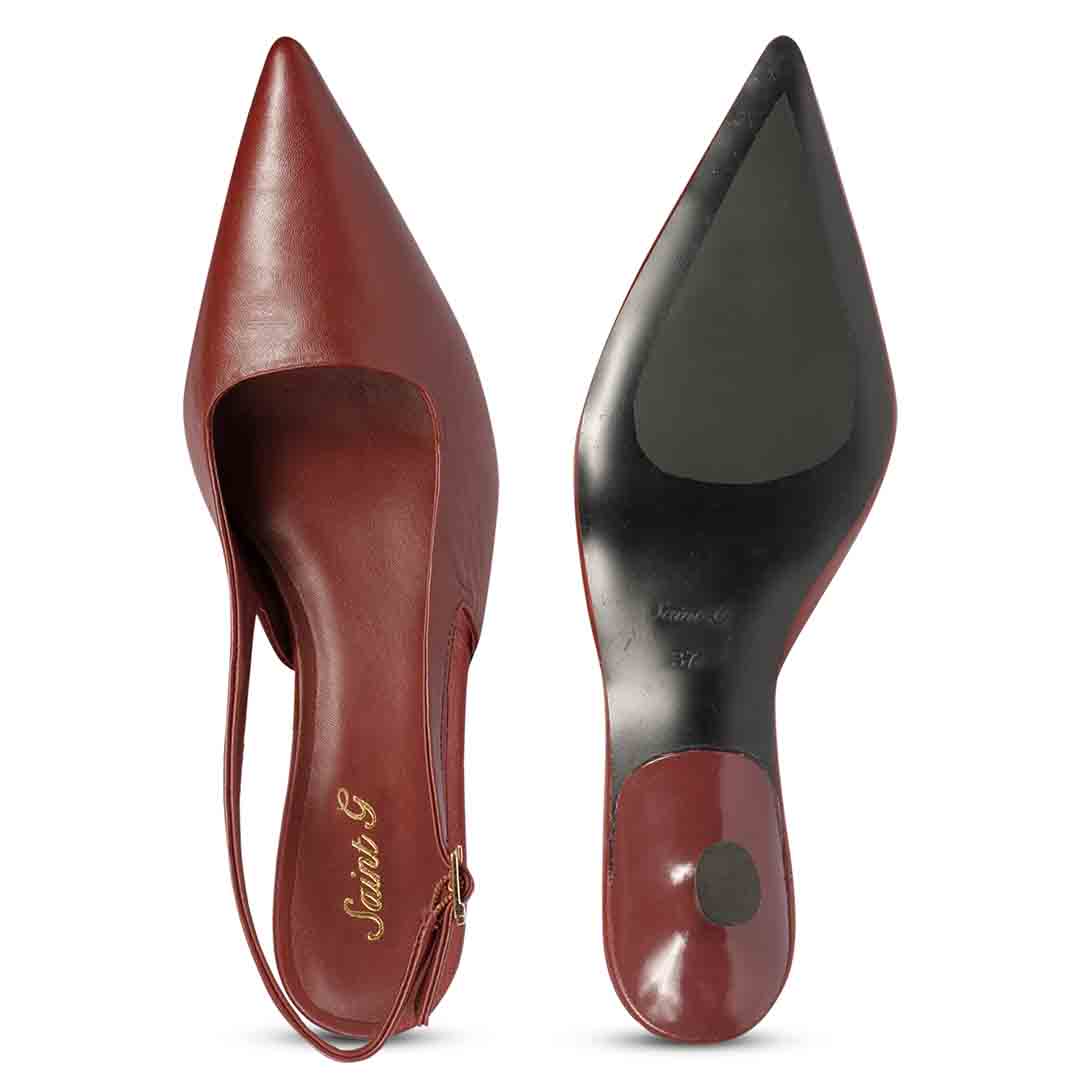 Saint Cynara Merlot Sling Back Kitten Heel Pumps