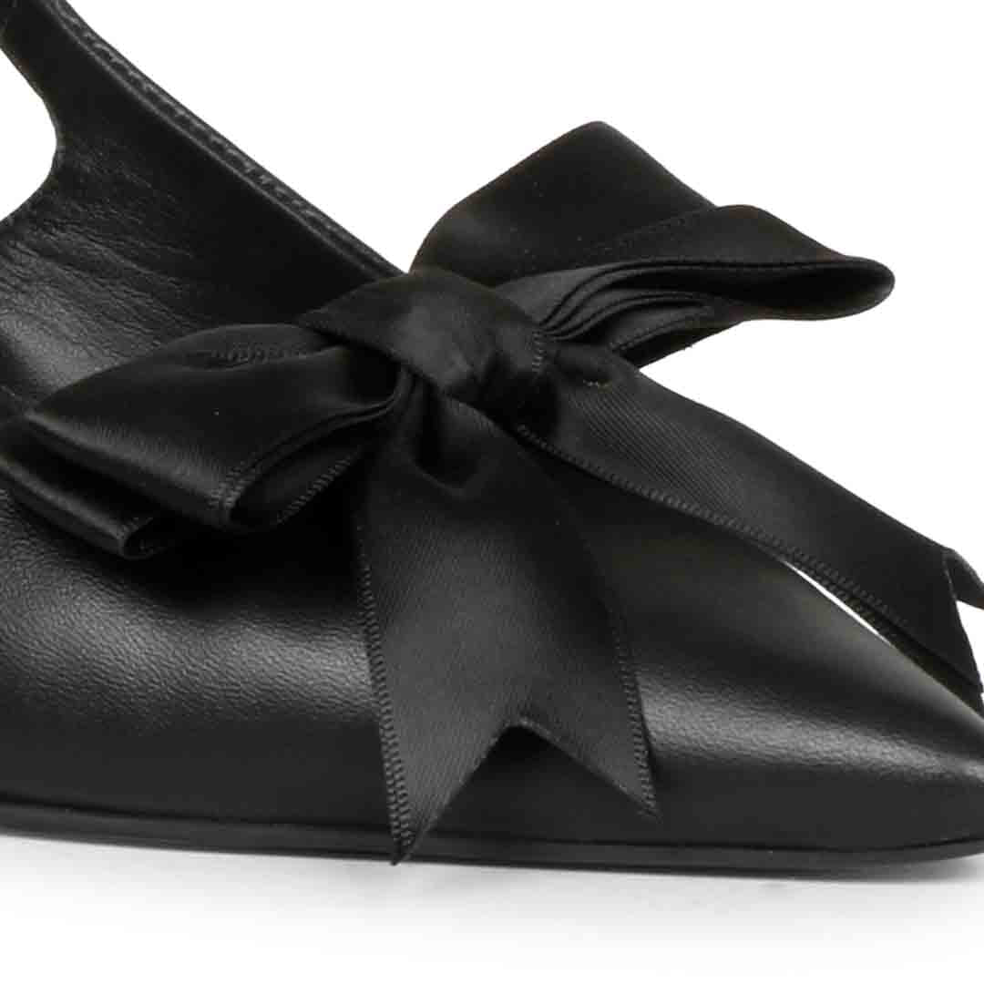 Saint Yuki Black Leather SlingBack Kitten Heel pumps