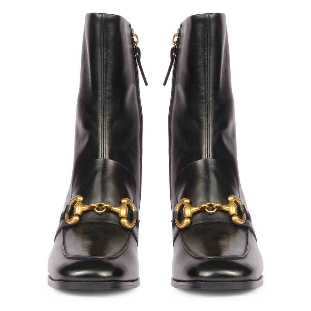 Saint Daffodil Black Leather High Ankle Boots