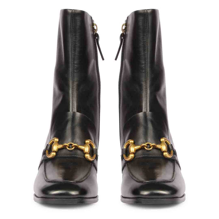 Saint Daffodil Black Leather High Ankle Boots