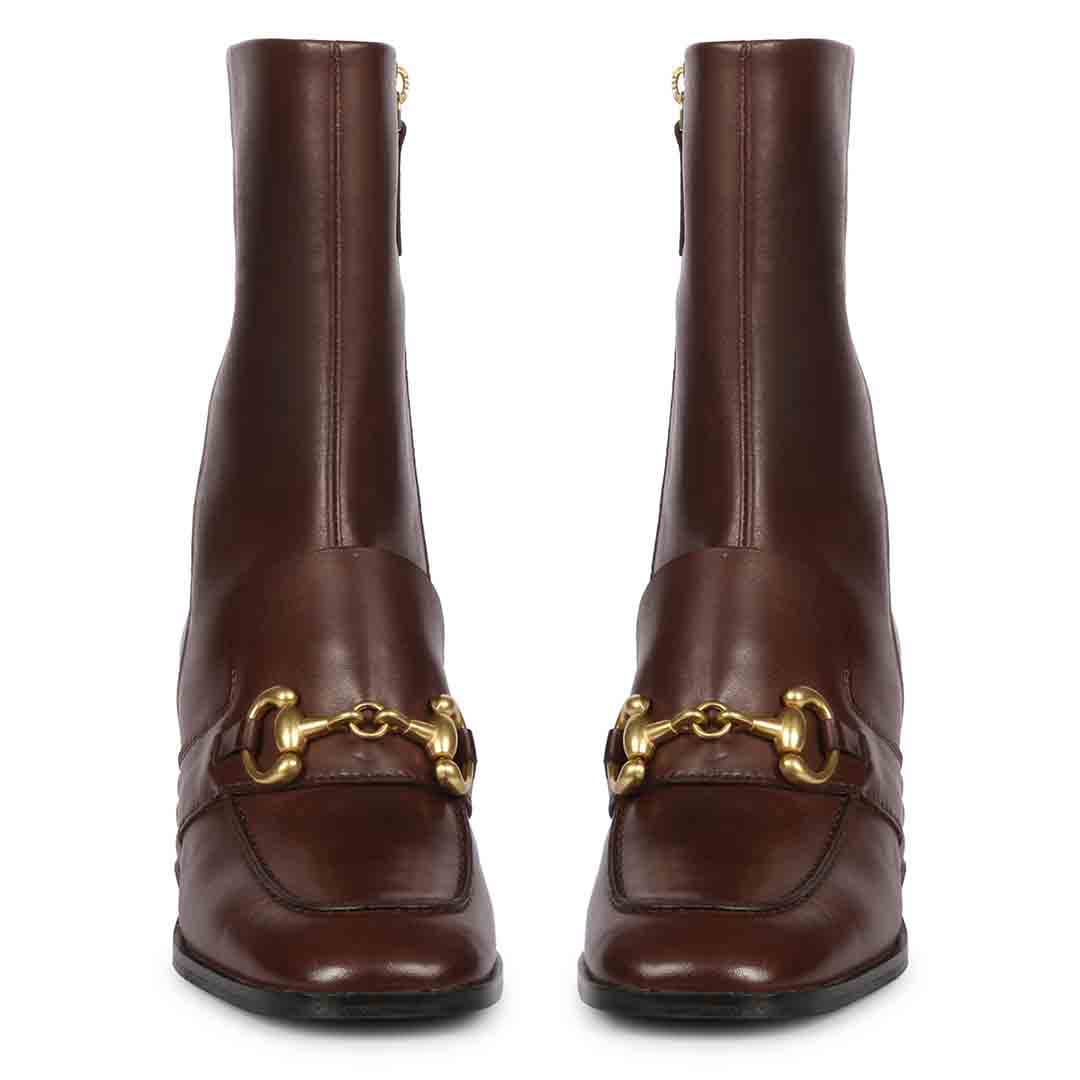 Saint Daffodil Chocolate Leather High Ankle Boots