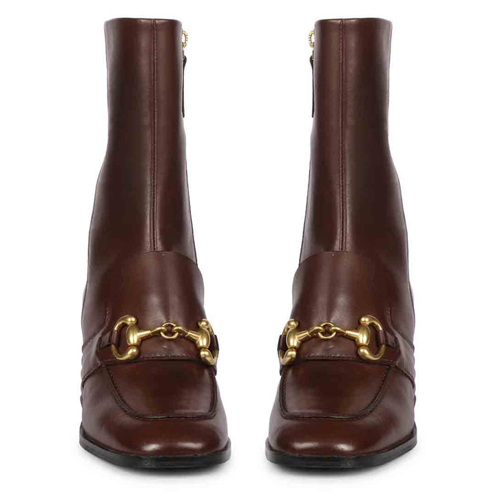 Saint Daffodil Chocolate Leather High Ankle Boots