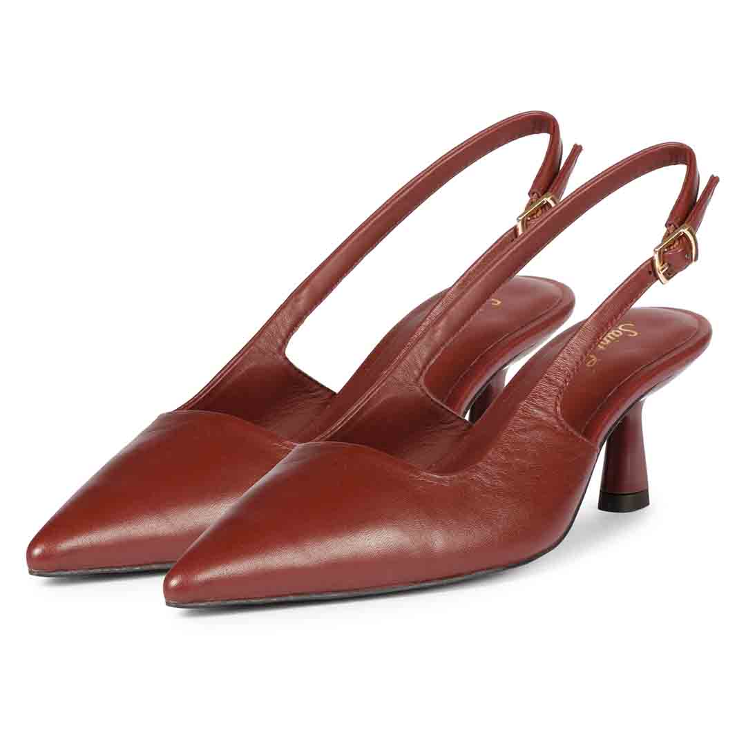 Saint Cynara Merlot Sling Back Kitten Heel Pumps