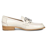 Saint Livia Patent Off-white Leather Moccasins