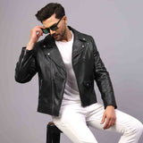 Saint Logan Men's Black Leather Biker Style Jackets