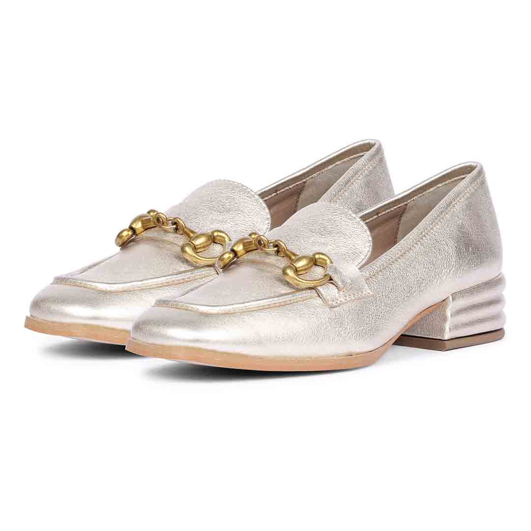 Saint Jacqueline Gold Handcrafted Leather Shoes