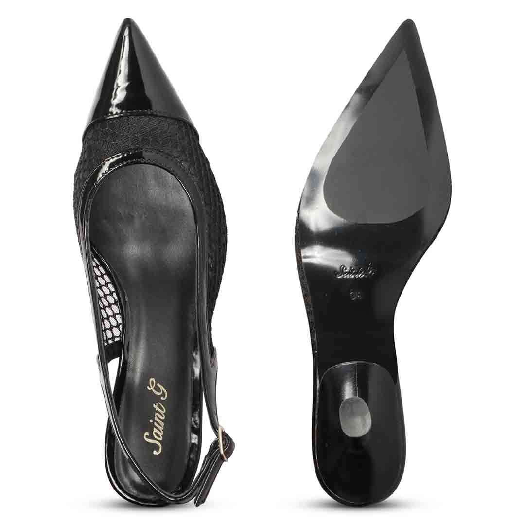 Saint Katy Slingback Mesh Kitten Heel Pumps