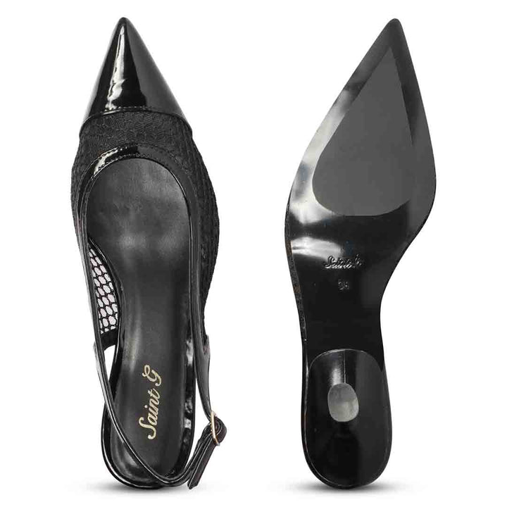 Saint Katy Slingback Mesh Kitten Heel Pumps