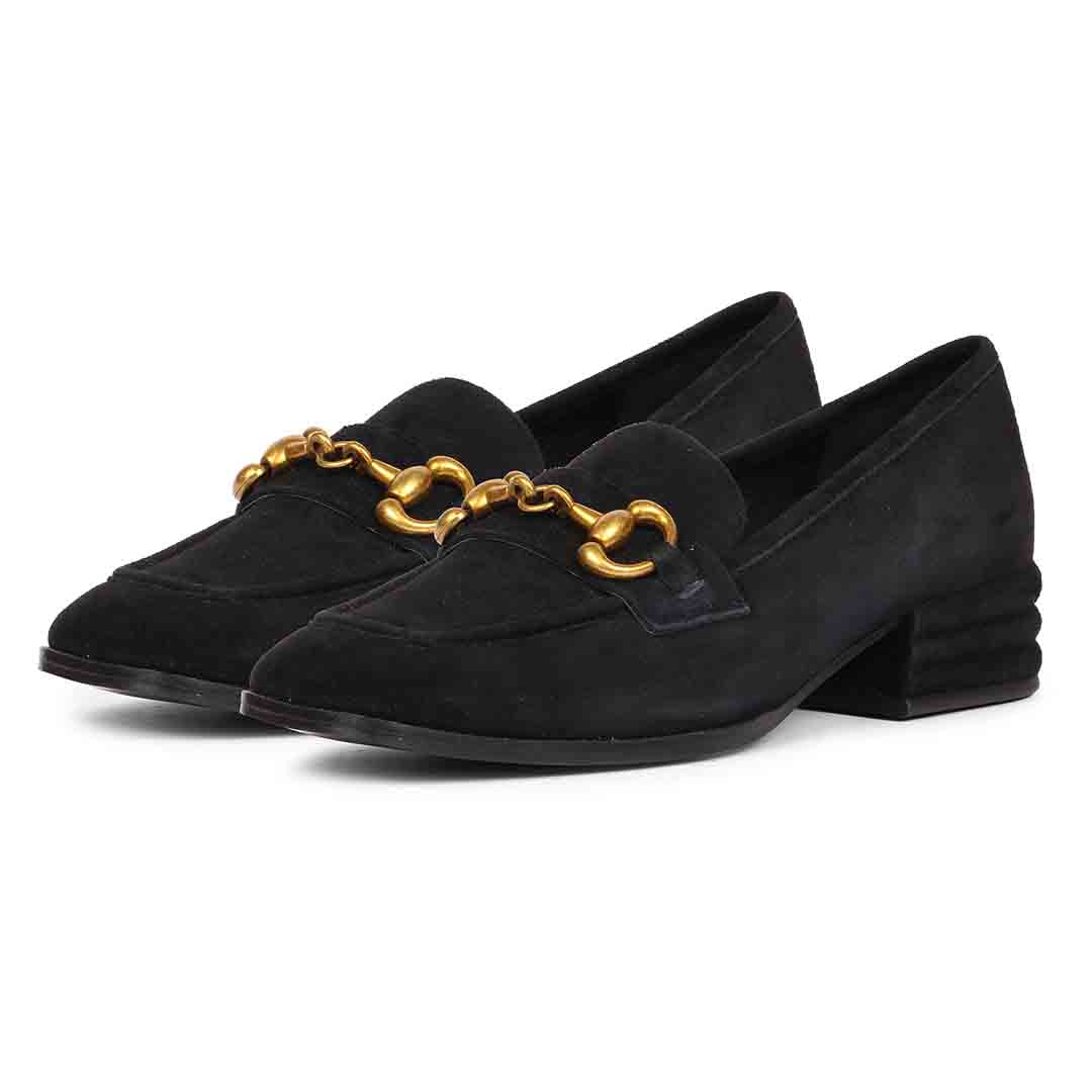 Saint Jacqueline Black Sued Handcrafted Shoes