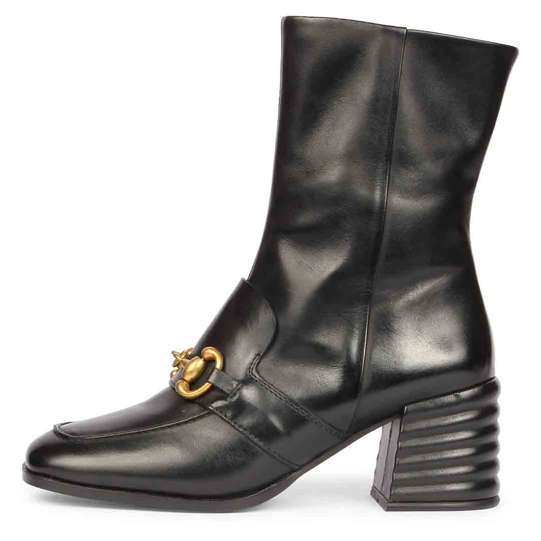 Saint Daffodil Black Leather High Ankle Boots