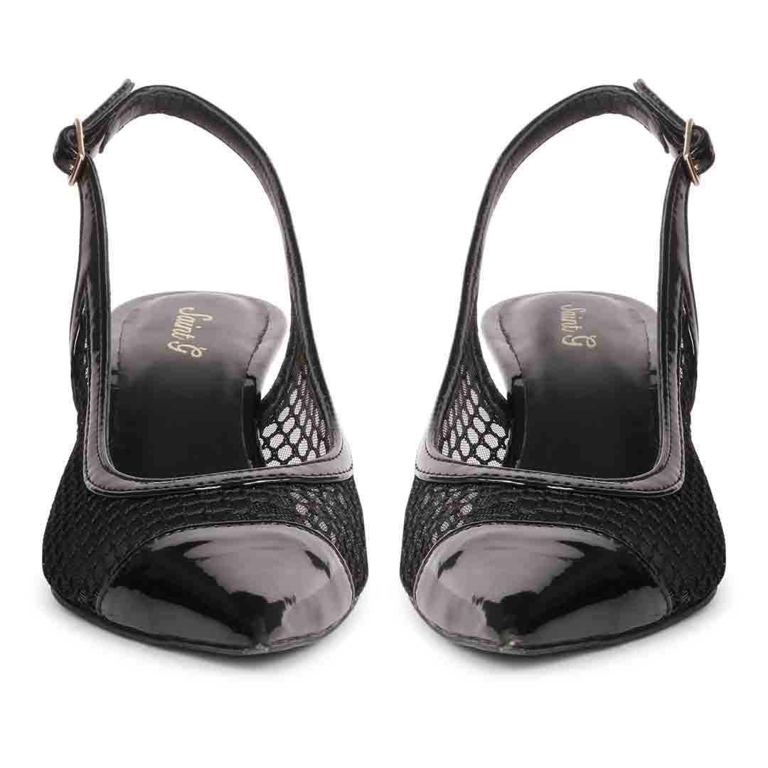 Saint Katy Slingback Mesh Kitten Heel Pumps