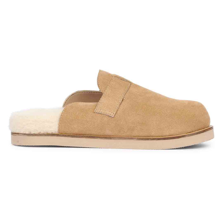 Saint Levy Fur Lining Beige Leather Sandal