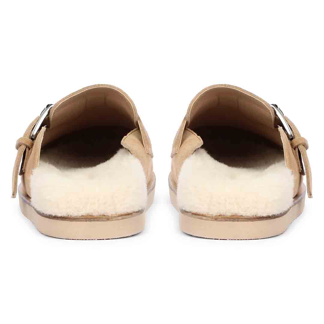 Saint Levy Fur Lining Beige Leather Sandal