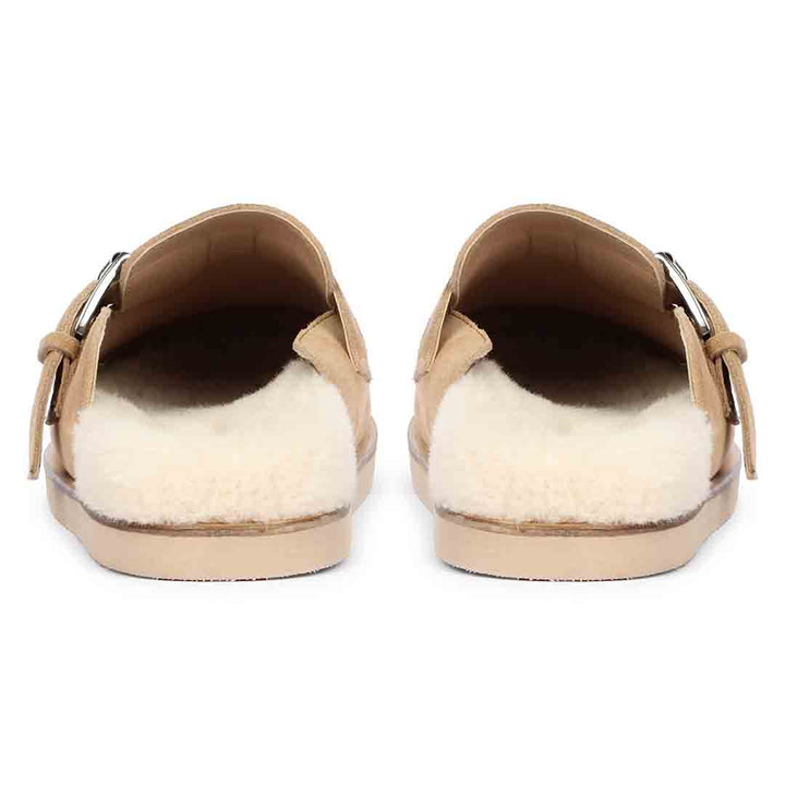 Saint Levy Fur Lining Beige Leather Sandal