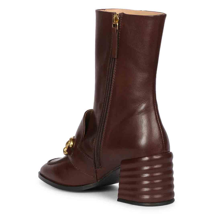 Saint Daffodil Chocolate Leather High Ankle Boots