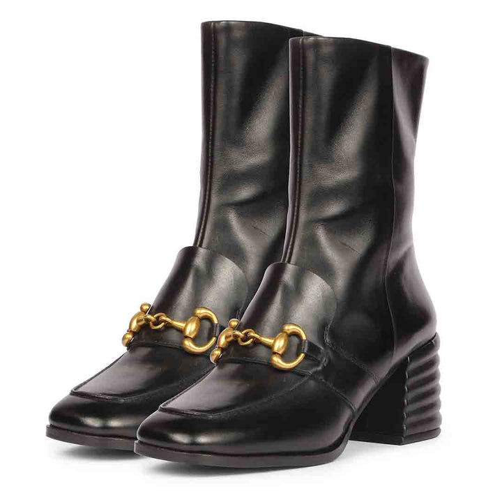 Saint Daffodil Black Leather High Ankle Boots