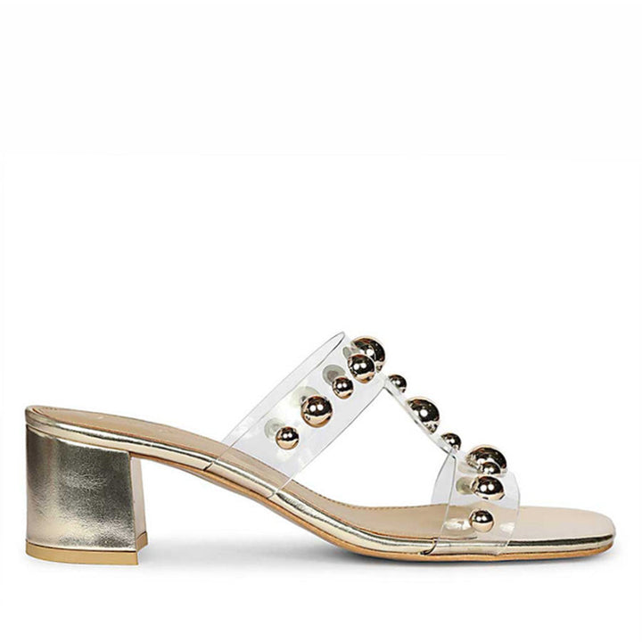 Saint Ottilie Stud Embellished Platin Block Heels
